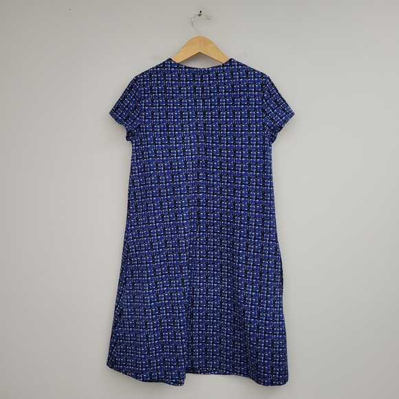 J Mclaughlin Swing Dress Blue Geoprint Sz Small - Picture 2 of 9